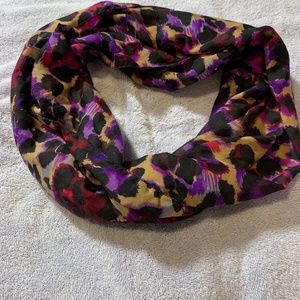 Purple/Pink/Tan Leopard Print Infinity Scarf
